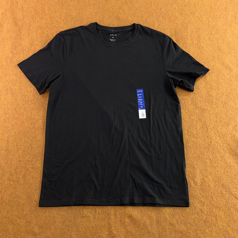 Apt. 9 Mens M Black Premier Flex Stretch Crew Neck Short Sleeve T-Shirt NWT